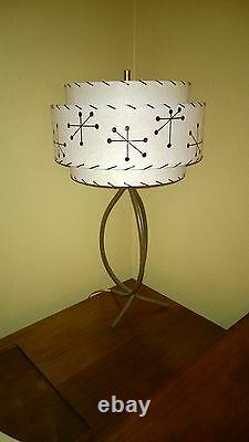 PAIR of Mid Century Vintage Style 3 Tier Fiberglass Lamp Shade Starburst White
