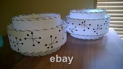 PAIR of Mid Century Vintage Style 3 Tier Fiberglass Lamp Shade Starburst White