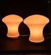 Pair Of Vtg Czech Modernism 1960's Table Lamps, Pink Glass Shade Great Design