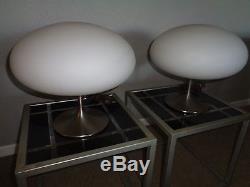 PAIR of vintage LAUREL TULIP Table Lamps with frosted glass shades