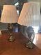 Pair Of Vintage Stiffel Lamps Withshades Lamp Heavy Brass