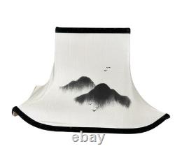 Pagoda Style Lamp Shade Hand Painted Zen Mountain Mist Vintage Mid Century