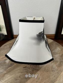 Pagoda Style Lamp Shade Hand Painted Zen Mountain Mist Vintage Mid Century