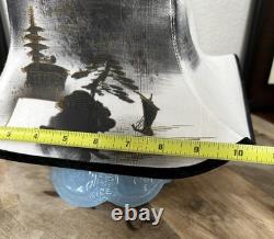 Pagoda Style Lamp Shade Hand Painted Zen Mountain Mist Vintage Mid Century