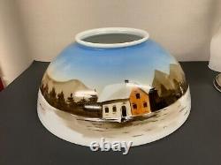 Painted Hanging library kerosene oil lamp shade cabin house mountains 14