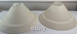 Pair 13.5 Diameter, Vianne White Textured Glass Lamp Shade, Vintage Mouth Blow