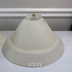 Pair 13.5 Diameter, Vianne White Textured Glass Lamp Shade, Vintage Mouth Blow