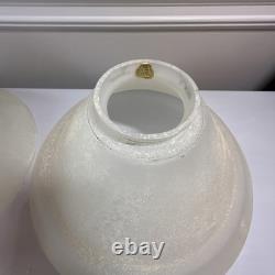 Pair 13.5 Diameter, Vianne White Textured Glass Lamp Shade, Vintage Mouth Blow