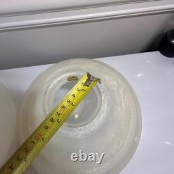 Pair 13.5 Diameter, Vianne White Textured Glass Lamp Shade, Vintage Mouth Blow