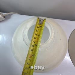 Pair 13.5 Diameter, Vianne White Textured Glass Lamp Shade, Vintage Mouth Blow Pair 13.5 Diameter, Vianne White Textured Glass Lamp Shade, Vintage Mouth Blow