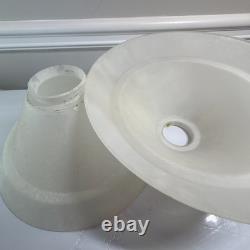 Pair 13.5 Diameter, Vianne White Textured Glass Lamp Shade, Vintage Mouth Blow