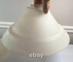 Pair 13.5 Diameter, Vianne White Textured Glass Lamp Shade, Vintage Mouth Blow