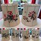 Pair 2 Vintage Three Sided Silk Asian Lamp Shades Painted Birds Flowers 17
