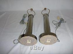 Pair (2) Vtg 1968 Mid Century Nessen Chrome Table Lamps with Mushroom Shade #6026