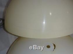 Pair (2) Vtg 1968 Mid Century Nessen Chrome Table Lamps with Mushroom Shade #6026