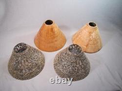 Pair Antique / Vintage Gorham Co. 082 Pierced Metal Candle Lamp Shades & Bases