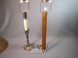 Pair Antique / Vintage Gorham Co. 082 Pierced Metal Candle Lamp Shades & Bases