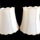 Pair Large Off-white Bell / Drum Lamp Shades W Scalloped Edge Vintage