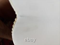 Pair Large Off-White Bell / Drum Lamp Shades w Scalloped Edge Vintage