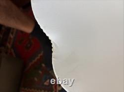 Pair Large Off-White Bell / Drum Lamp Shades w Scalloped Edge Vintage