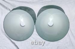 Pair Lg 15 1/2 Vintage Emerald Green Cased Cone Industrial Art Deco Lamp Shades