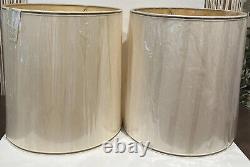 Pair MCM Vintage Large 16 1/2 Drum Barrel Fabric Lamp Shade Wrapped In Plastic