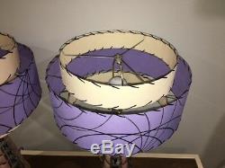 Pair Mid Century Vintage Style 3 Tier Fiberglass Lamp Shade Modern Lavender