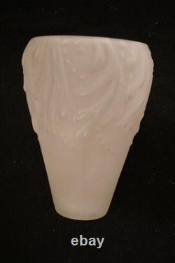 Pair Muller Freres Luneville Art Nuevo Satin Glass Antique Lamp Shades Signed