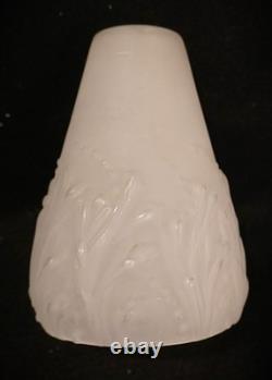 Pair Muller Freres Luneville Art Nuevo Satin Glass Antique Lamp Shades Signed