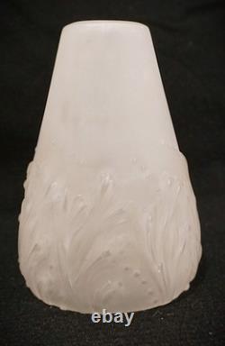 Pair Muller Freres Luneville Art Nuevo Satin Glass Antique Lamp Shades Signed