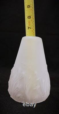 Pair Muller Freres Luneville Art Nuevo Satin Glass Antique Lamp Shades Signed