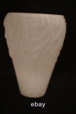 Pair Muller Freres Luneville Art Nuevo Satin Glass Antique Lamp Shades Signed