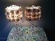 Pair Of Crystal Lamps With White Rosette Shades Vtg Working 23 Tall