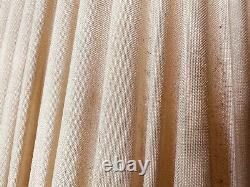 Pair Of MCM Vintage Beige Pleated Empire Fabric Lamp Shades With Gimp Trim (READ)
