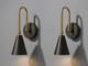 Pair Of Mid Modern Brass Wall Sconce Cone Shade Italian Stilnovo Style Light