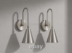 Pair Of Mid Modern Brass Wall Sconce Cone Shade Italian Stilnovo Style Light