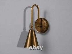 Pair Of Mid Modern Brass Wall Sconce Cone Shade Italian Stilnovo Style Light