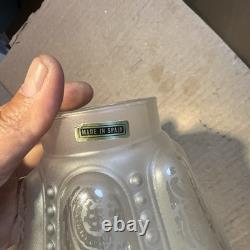 Pair Of VINTAGE ETCHED SATIN GLASS FLORAL LAMP SHADES FLUTED RIM 9.5 in. Height