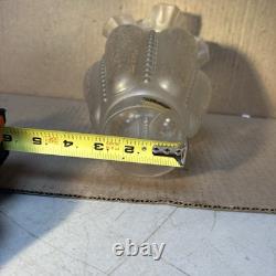 Pair Of VINTAGE ETCHED SATIN GLASS FLORAL LAMP SHADES FLUTED RIM 9.5 in. Height