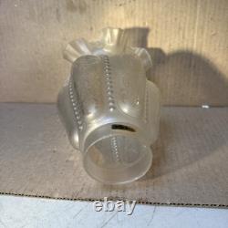 Pair Of VINTAGE ETCHED SATIN GLASS FLORAL LAMP SHADES FLUTED RIM 9.5 in. Height