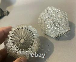 Pair Of Vintage Antique Czech Style Beaded Glass Lamp Bulb Cover Shades
