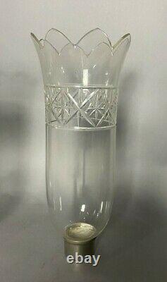 Pair Of Vintage Antique Etched Glass 11 Hurricane Glass Table Lamp Shades