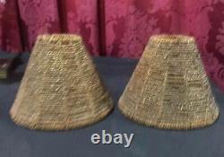 Pair Of Vintage Czech Style Beaded Glass Lamp Shades