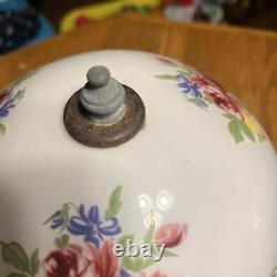 Pair Of Vintage Glass Flora Roses Ceiling Light Round Globe Shades