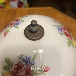 Pair Of Vintage Glass Flora Roses Ceiling Light Round Globe Shades