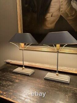 Pair Of Vintage Oka Grisewood Painted Toleware Table Lamps With Shades