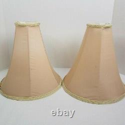 Pair Of Vintage Silk Satin Trumpet/Bell Shaped Fabric Table Lamp Shades 12 High
