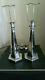 Pair Vintage 30s Machine Age Art Deco Chrome Table Lamps/shade Holder Industrial