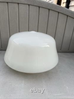 Pair VINTAGE WHITE MILK GLASS ART DECO SCHOOLHOUSE SHADES/GLOBE FOR CEILING LAMP