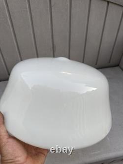 Pair VINTAGE WHITE MILK GLASS ART DECO SCHOOLHOUSE SHADES/GLOBE FOR CEILING LAMP